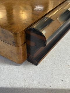 Italian Art Deco Burl Wood and Macassar Ebony Box with Brass Details 1940s - 4518935