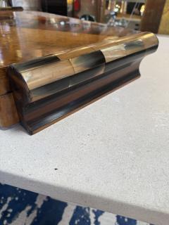 Italian Art Deco Burl Wood and Macassar Ebony Box with Brass Details 1940s - 4518938