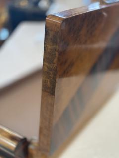 Italian Art Deco Burl Wood and Macassar Ebony Box with Brass Details 1940s - 4518939