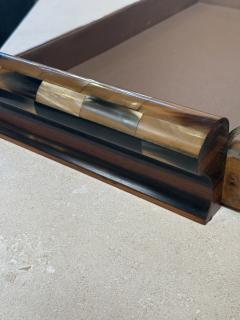 Italian Art Deco Burl Wood and Macassar Ebony Box with Brass Details 1940s - 4518940