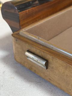 Italian Art Deco Burl Wood and Macassar Ebony Box with Brass Details 1940s - 4518944