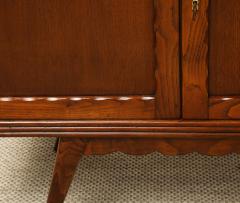 Italian Art Deco Carved Oak Credenza circa 1940s - 4783197