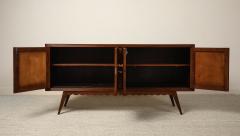 Italian Art Deco Carved Oak Credenza circa 1940s - 4783288