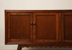 Italian Art Deco Carved Oak Credenza circa 1940s - 4783290