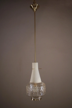Italian Art Deco Decorative and Satin Glass Hanging Lamp 1950s - 2601184