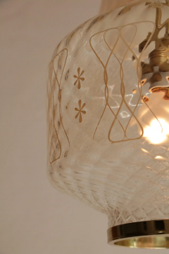 Italian Art Deco Decorative and Satin Glass Hanging Lamp 1950s - 2601192