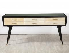 Italian Art Deco Ebonized and Vellum Sideboard with Inset Glass Top circa 1940 - 2923879