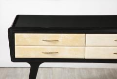 Italian Art Deco Ebonized and Vellum Sideboard with Inset Glass Top circa 1940 - 2923881
