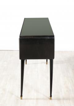 Italian Art Deco Ebonized and Vellum Sideboard with Inset Glass Top circa 1940 - 2923883