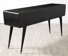 Italian Art Deco Ebonized and Vellum Sideboard with Inset Glass Top circa 1940 - 2923885