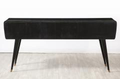 Italian Art Deco Ebonized and Vellum Sideboard with Inset Glass Top circa 1940 - 2923886