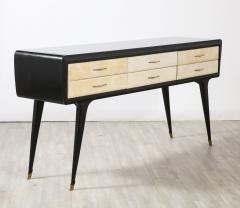 Italian Art Deco Ebonized and Vellum Sideboard with Inset Glass Top circa 1940 - 2923888