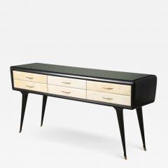 Italian Art Deco Ebonized and Vellum Sideboard with Inset Glass Top circa 1940 - 2927577