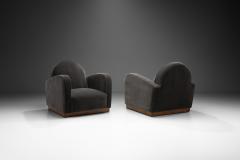 Italian Art Deco Lounge Chairs in Petrol Mohair Italy 1930s - 3163639