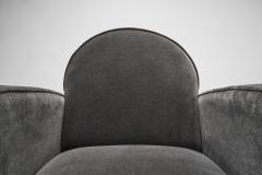 Italian Art Deco Lounge Chairs in Petrol Mohair Italy 1930s - 3163643