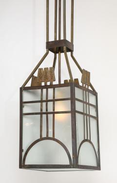 Italian Art Deco Metal and Glass Lantern circa 1930 - 3999220