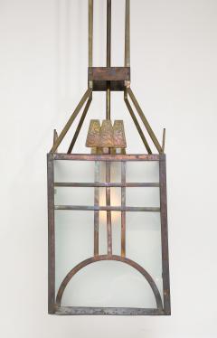 Italian Art Deco Metal and Glass Lantern circa 1930 - 3999230