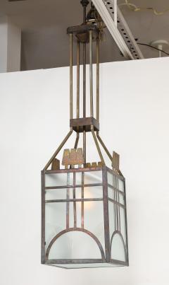 Italian Art Deco Metal and Glass Lantern circa 1930 - 3999246