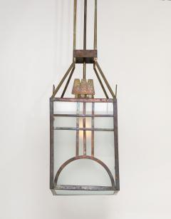 Italian Art Deco Metal and Glass Lantern circa 1930 - 3999297