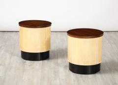 Italian Art Deco Pair of Vellum and Wood Stools Italy circa 1940 - 3521212