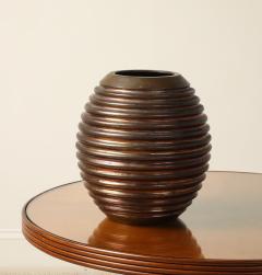 Italian Art Deco Ribbed Copper and Brass Vase circa 1930 - 4783621