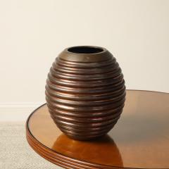 Italian Art Deco Ribbed Copper and Brass Vase circa 1930 - 4783623