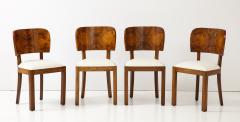 Italian Art Deco Set of Eight Burl Wood Dining Chairs Italy circa 1940 - 3390709