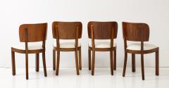 Italian Art Deco Set of Eight Burl Wood Dining Chairs Italy circa 1940 - 3390710