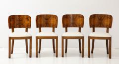 Italian Art Deco Set of Eight Burl Wood Dining Chairs Italy circa 1940 - 3390712