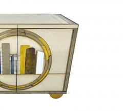 Italian Art Deco Style Cabinet Server with New York Skyline Glass Decoration - 4553028