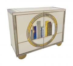 Italian Art Deco Style Cabinet Server with New York Skyline Glass Decoration - 4553031