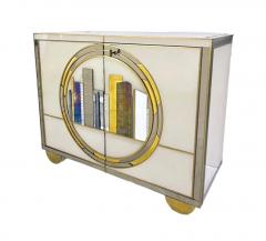 Italian Art Deco Style Cabinet Server with New York Skyline Glass Decoration - 4553033