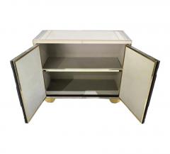 Italian Art Deco Style Cabinet Server with New York Skyline Glass Decoration - 4553036