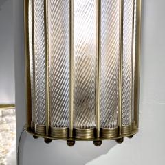 Italian Art Deco Style Crystal Murano Glass Half Moon Tall Bronze Flush Sconces - 2803204