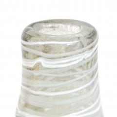 Italian Art Deco Style Silver Leaf White Clear Murano Glass Sculpture Vase - 2753314