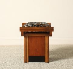 Italian Art Deco Walnut and Leopard Print Stool circa 1940 - 4782352