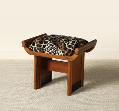Italian Art Deco Walnut and Leopard Print Stool circa 1940 - 4782355
