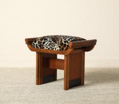 Italian Art Deco Walnut and Leopard Print Stool circa 1940 - 4782382