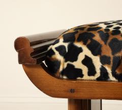 Italian Art Deco Walnut and Leopard Print Stool circa 1940 - 4782384
