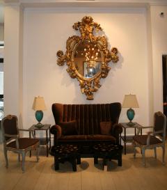 Italian Art Modern Brown Velvet Loveseat - 4630563