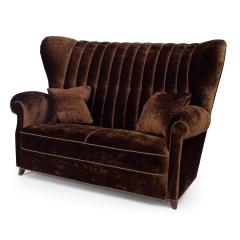 Italian Art Modern Brown Velvet Loveseat - 4646447