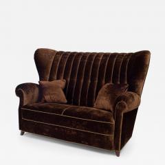Italian Art Modern Brown Velvet Loveseat - 4646454