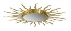 Italian Art Moderne Gilt Metal Sunburst Wall Mirror - 1378949