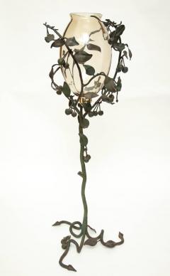 Italian Art Nouveau Iron and Glass Vase - 463465