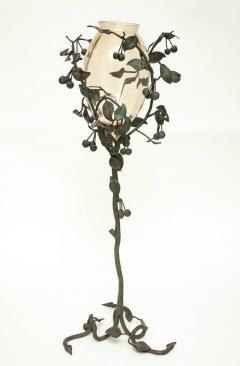 Italian Art Nouveau Iron and Glass Vase - 463467