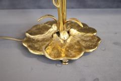 Italian Art Nouveau Style Brass and Glass Table Lamp with Three Light Bulbs - 3519950