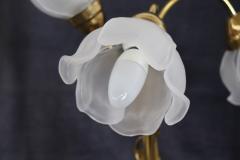 Italian Art Nouveau Style Brass and Glass Table Lamp with Three Light Bulbs - 3519954