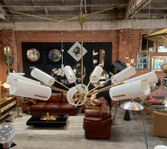 Italian Atomic Chandelier in Brass with Milk Glass Cylinders 1950s - 1279325