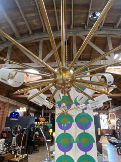 Italian Atomic Chandelier in Brass with Milk Glass Cylinders 1950s - 1279328