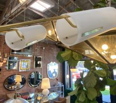 Italian Atomic Chandelier in Brass with Milk Glass Cylinders 1950s - 1279331